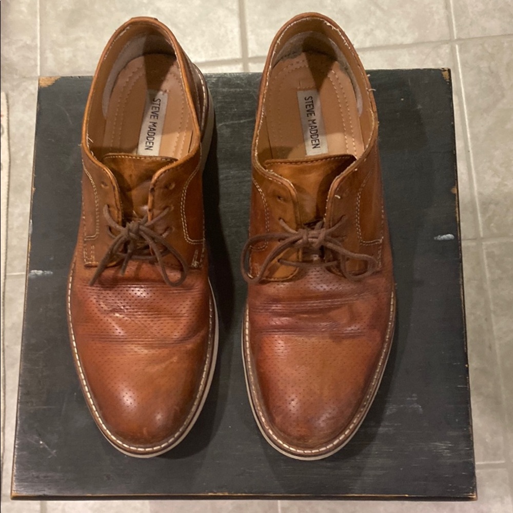 Steve Madden Brown Leather Oxford Shoes Mens 9